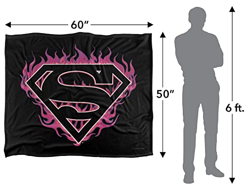 Superman Fuchsia Flames Microfiber Throw Blanket - Silky Soft Fandom Gift