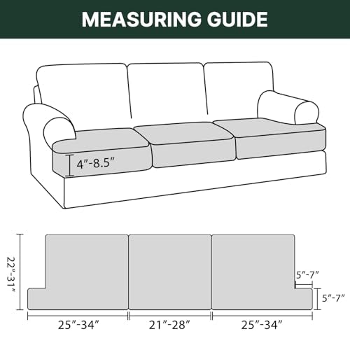 Stretch T Cushion Sofa Slipcovers - 3 Piece Set, Gray Jacquard