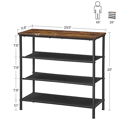 4-Tier Industrial Shoe Rack, Entryway Shoe Storage Organizer with Steel Frame