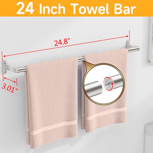 24-Inch Brushed Nickel Towel Bar, Heavy Duty Stainless Steel Wall Mounted Rack