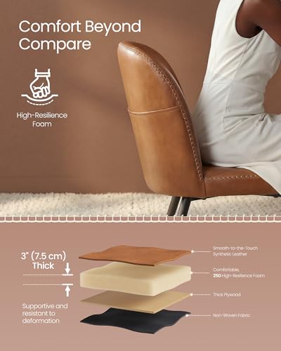 Mid-Century Modern Upholstered Dining Chairs Set of 2, Caramel Brown