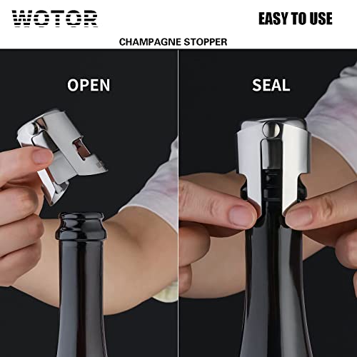 Stainless Steel Champagne Bottle Stoppers - Reusable Savers (2 Pack)