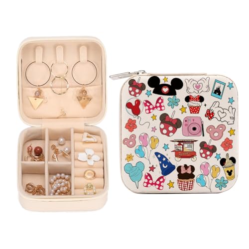 Cartoon Castle Travel Jewelry Case, Small Portable PU Leather Organizer