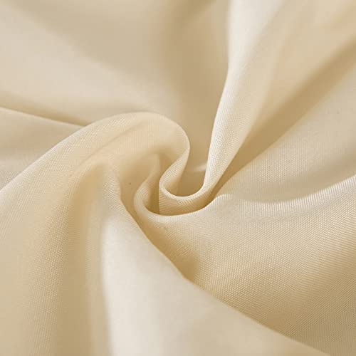 Wrap Around Elastic Bed Skirt - 16-Inch Drop Dust Ruffle (Queen/King, Beige)