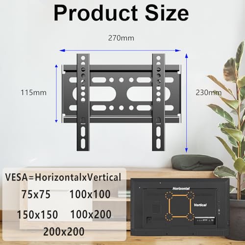 Fixed TV Wall Mount Bracket for 14-42 Inch Flat Screens & Monitors
