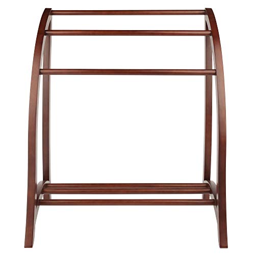 Winsome Wood Quilt Rack with 3 Rungs - Antique Walnut Storage Stand