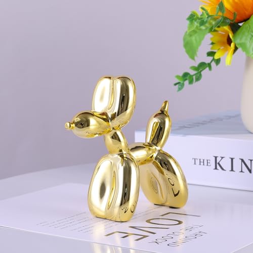 Modern Balloon Dog Statue Resin Sculpture for Desk and Shelf Decor