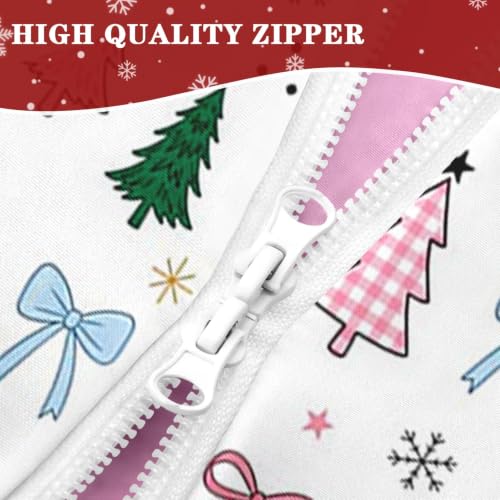 Nesker Pink Christmas Tree Twin Zipper Bedding Set for Kids, 3-Piece