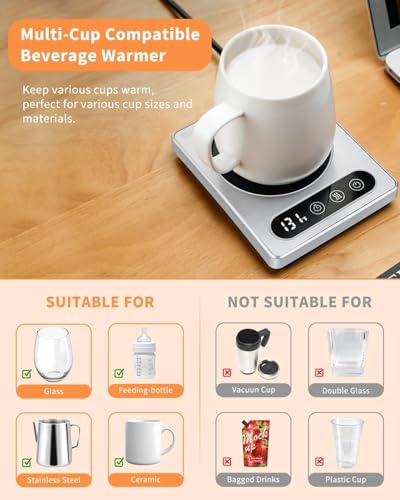 Maestri House Silver Coffee Mug Warmer ETL Listed with Adjustable Temperature