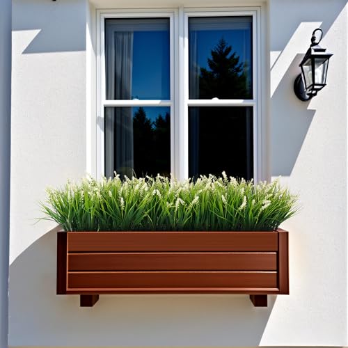 UV Resistant Artificial Outdoor Monkey Grass - 12 Bundles 17-Inch Faux Shrubs