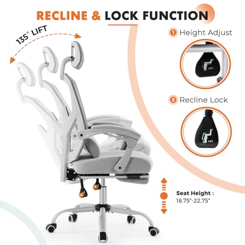 Ergonomic Mesh Office Chair with Lumbar Support, Footrest and Adjustable Headrest