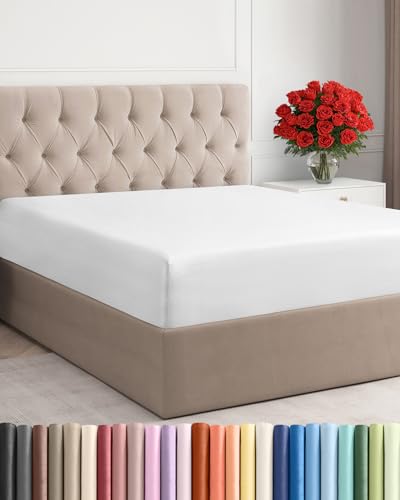 CGK Unlimited Queen Fitted Sheet - Deep Pocket Microfiber Bottom Sheet, White