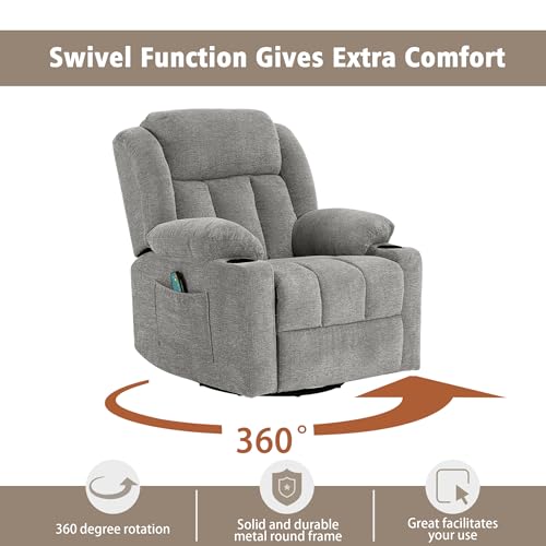 Ketaiyou Lime Gray1 Swivel Recliner Chair with Massage & Heat - Relax & Support