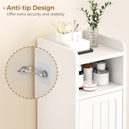 Narrow Bathroom Storage Cabinet with Adjustable Shelves, 31.5" Tall, White