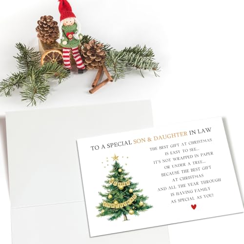 Goroar Christmas Card for Son & Daughter-in-Law 2023 - From Parents, Premium Matte Finish, Includes Envelope, #547
