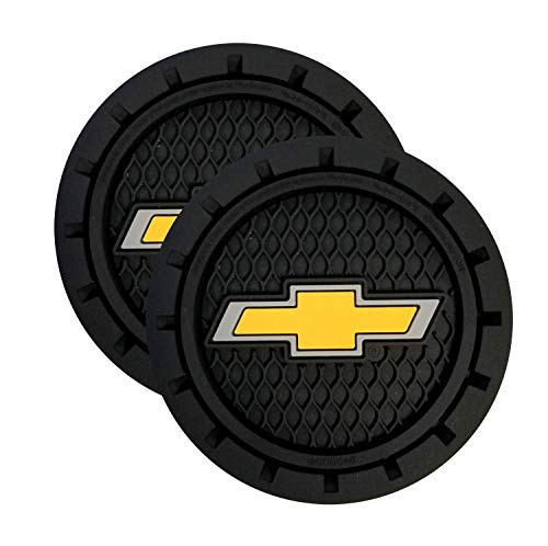 Plasticolor Chevrolet Bowtie Gold Cup Holder Coaster Black - Auto Accessory