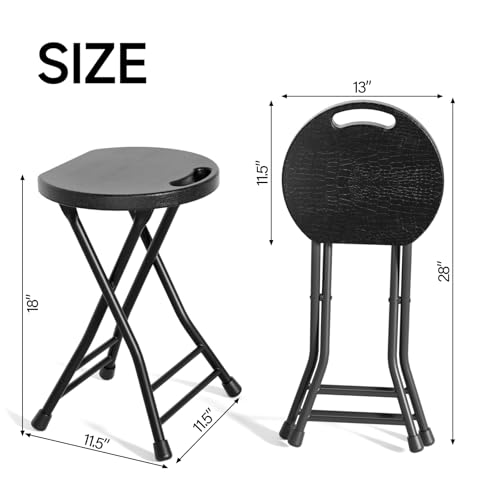 18-Inch Folding Stool with Handle - 500lb Capacity Portable Collapsible Chair