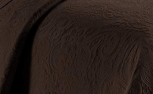 Linen Plus Oversized King/Cal King Embossed Coverlet Set - Coffee