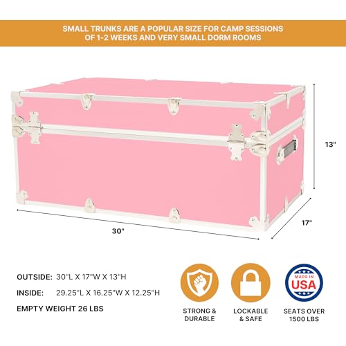 Classic Rolling Storage Trunk, 30-inch Footlocker for Dorm and Camp
