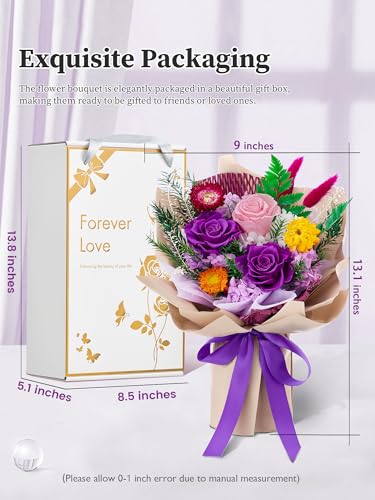 Handmade Preserved Rose Bouquet in Gift Box - Real Eternal Flowers