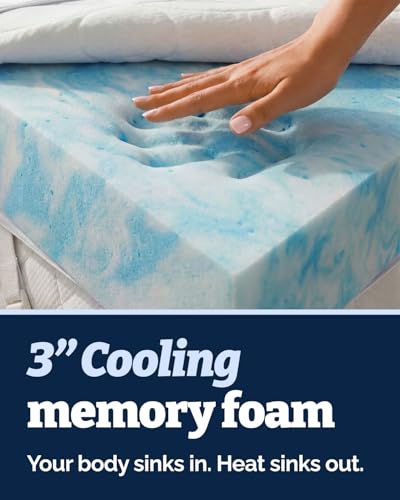 CGK Unlimited 3 Inch Twin XL Gel Memory Foam Mattress Topper with Cover
