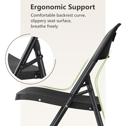 Heavy-Duty Folding Chairs - 2 Pack, Portable Metal Chairs for Indoor & Outdoor