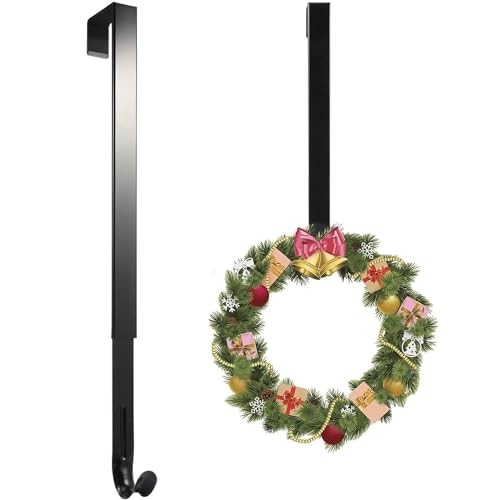 Adjustable Front Door Wreath Hanger, 14 to 26 Inch Heavy Duty Metal Hook