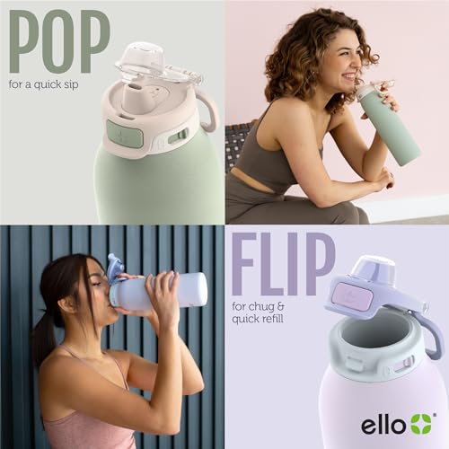 Insulated Stainless Steel Water Bottle with Quick Fill Lid and Sip Chug Spout