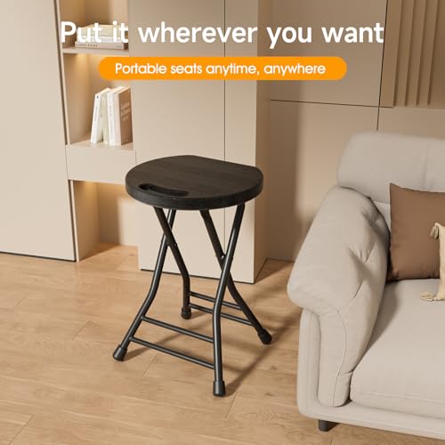 18-Inch Folding Stool with Handle - 500lb Capacity Portable Collapsible Chair