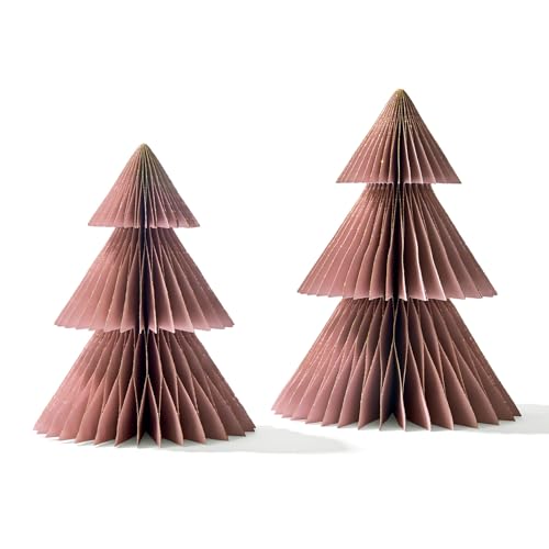 LampLust Large Dusty Rose Honeycomb Christmas Tree Decor - 2 Pack (10" & 12")
