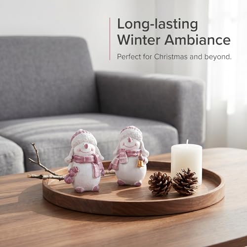 Brizoria Whiterose Snowman Figurine Set - Indoor Christmas Decorations, 2 Pieces