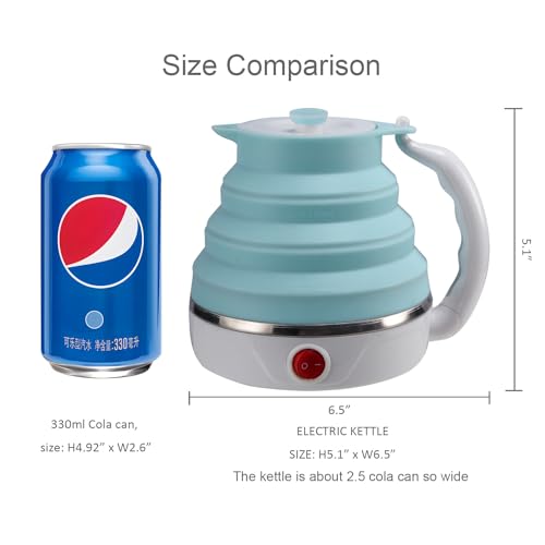 Collapsible Travel Electric Kettle, 600ml Portable Silicone Water Boiler