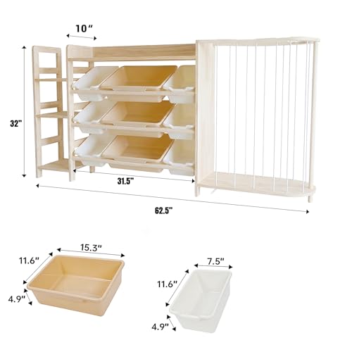 4-in-1 Kids Toy Storage Organizer with Bookcase and Plushie Zoo