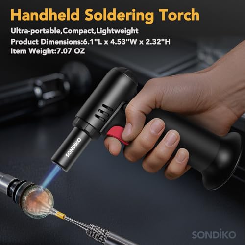 Refillable Butane Torch Lighter with Adjustable Flame & Fuel Window