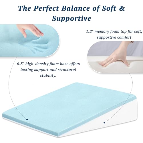 Memory Foam Wedge Pillow for Back, Neck & Leg Support - 7.5"