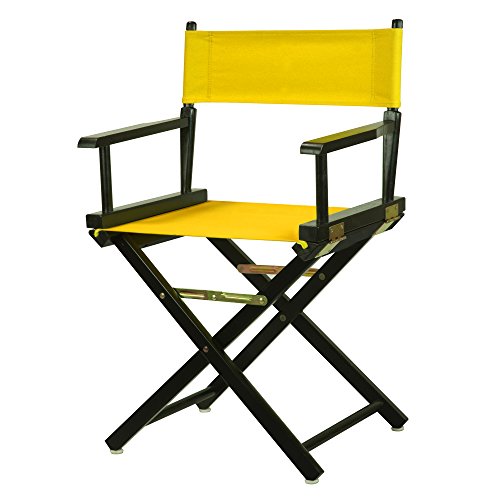 Foldable Solid Wood Director Chair with Gold Canvas, 18-Inch Seat Height