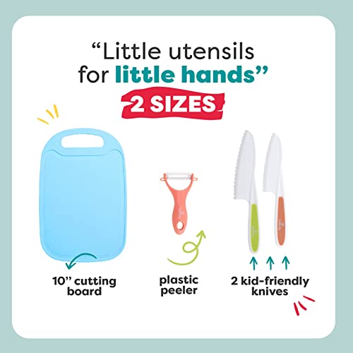 Kid-Safe Plastic Knife Set with Cutting Board and Peeler for Cooking