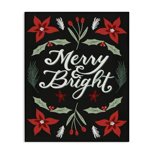 Stupell Merry and Bright Christmas Poinsettia Canvas Art - 24 x 30 Unframed Wrapped
