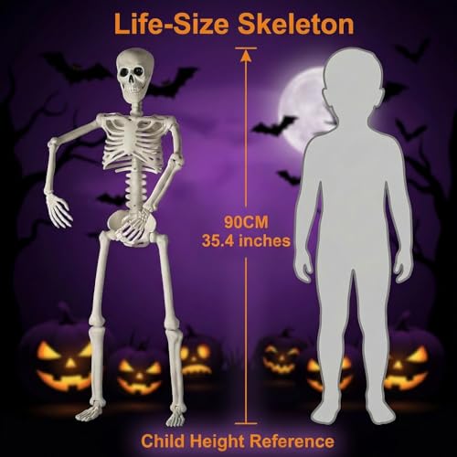 2-Pack Posable Halloween Skeletons with Movable Joints - 36.5"