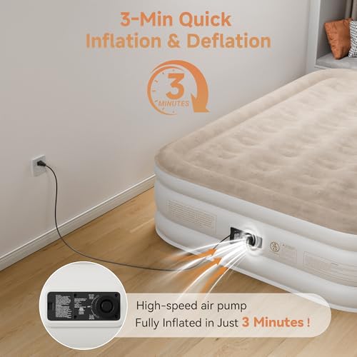 Twin XL Air Mattress with Built-In Electric Pump - 18" Blow Up Bed