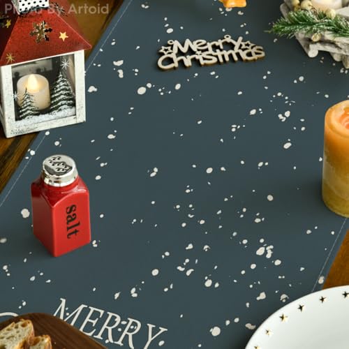 Artoid Mode 13x60 inch Snow Trees Table Runner - 210 GSM Polyester, Christmas Holiday Kitchen Decor