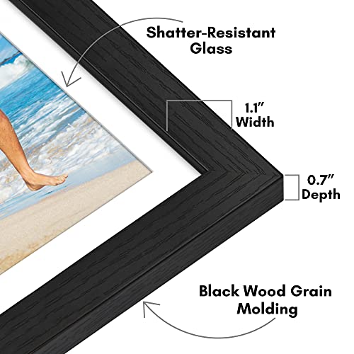 12x18 Black Poster Frame Matted to 11x17 - Shatter-Resistant Glass