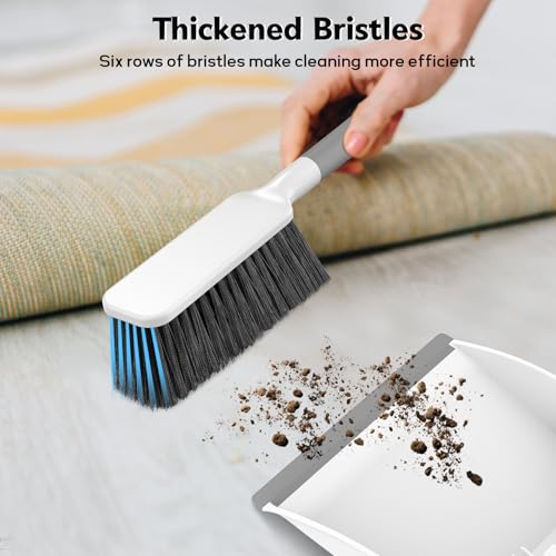 Small Handheld Dustpan and Brush Set with Comb Teeth for Pet Hair