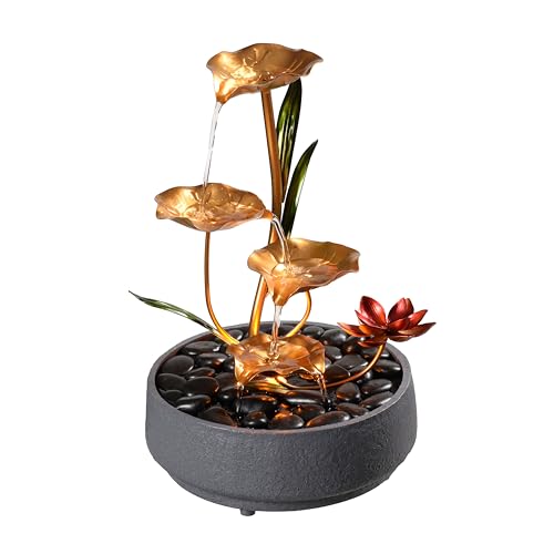 4-Tier Lotus Tabletop Water Fountain - Zen Meditation Desk Decor for Home