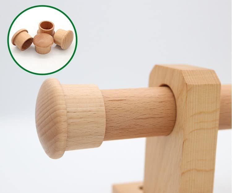 4 Pcs Solid Wood Curtain Rod Finials for 27-29mm Rods, Minimalist Caps