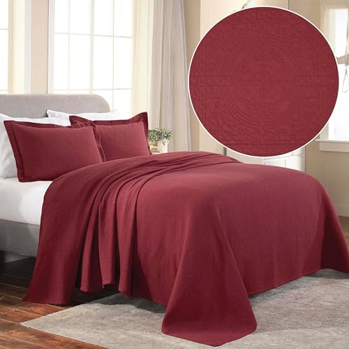 SUPERIOR Fleur De Lis 100% Cotton Jacquard Matelasse Bedspread Set, King