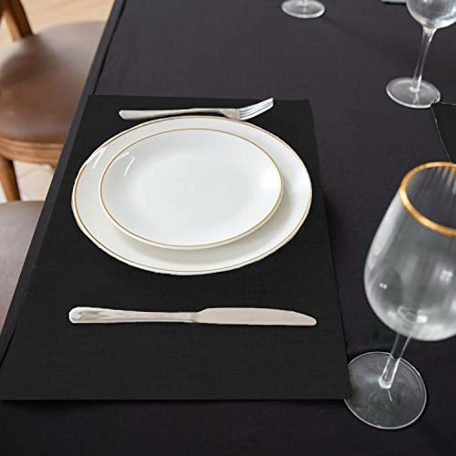 Set of 8 Cloth Placemats, Machine Washable Linen-Look Polyester Table Mats