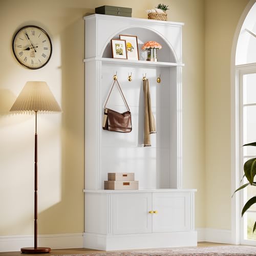 4-in-1 Entryway Hall Tree with Shoe Storage Bench and Coat Rack, 71-Inch
