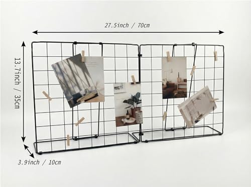 Double-Sided Foldable Metal Photo Display Board with 20 Wooden Clips
