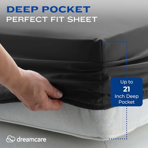 DREAMCARE King Size Sheet Set - 21 Inch Extra Deep Pocket Bedding